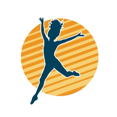 Hareketli bir kadın balerin silueti. Dans eden balerin kızın silueti..