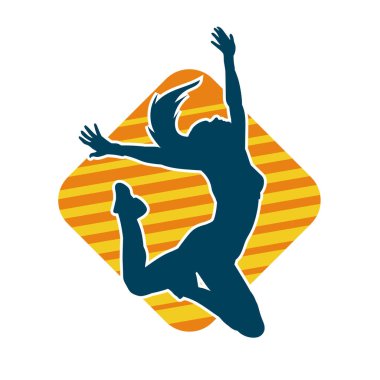 Hareketli bir kadın balerin silueti. Dans eden balerin kızın silueti..