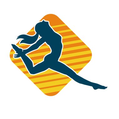 Hareketli bir kadın balerin silueti. Dans eden balerin kızın silueti..