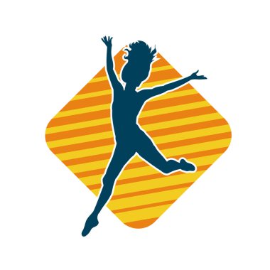 Hareketli bir kadın balerin silueti. Dans eden balerin kızın silueti..