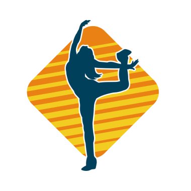 Hareketli bir kadın dansçının silueti. Dans eden zayıf bir kadının silueti..