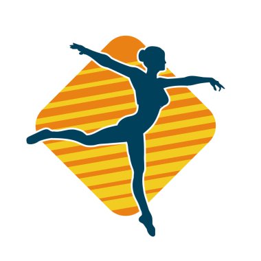 Hareketli bir kadın balerin silueti. Dans eden balerin kızın silueti..