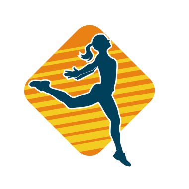 Hareketli bir kadın balerin silueti. Dans eden balerin kızın silueti..