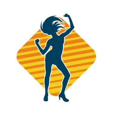 Hareketli bir kadın balerin silueti. Dans eden balerin kızın silueti..