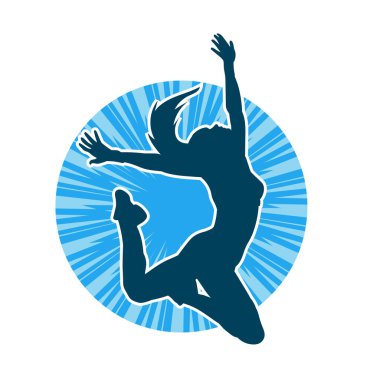 Hareketli bir kadın balerin silueti. Dans eden balerin kızın silueti..