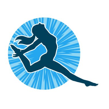 Hareketli bir kadın balerin silueti. Dans eden balerin kızın silueti..