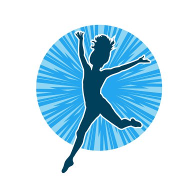 Hareketli bir kadın balerin silueti. Dans eden balerin kızın silueti..