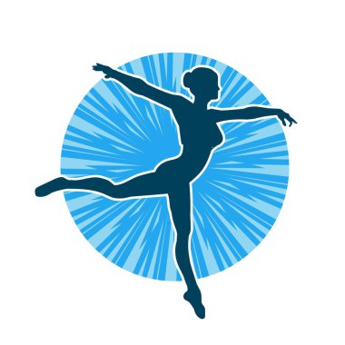 Hareketli bir kadın balerin silueti. Dans eden balerin kızın silueti..