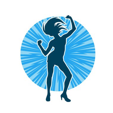 Hareketli bir kadın balerin silueti. Dans eden balerin kızın silueti..