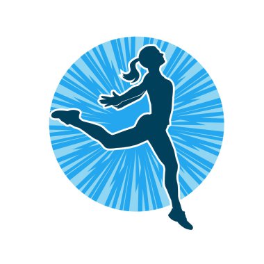 Hareketli bir kadın balerin silueti. Dans eden balerin kızın silueti..