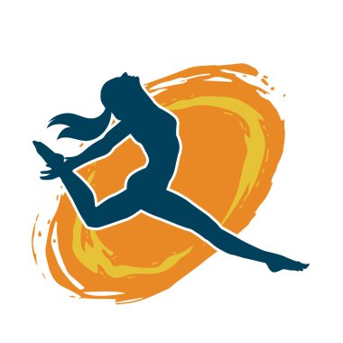 Hareketli bir kadın balerin silueti. Dans eden balerin kızın silueti..