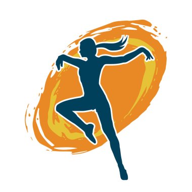 Hareketli bir kadın balerin silueti. Dans eden balerin kızın silueti..