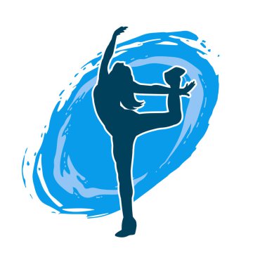 Hareketli bir kadın balerin silueti. Dans eden balerin kızın silueti..