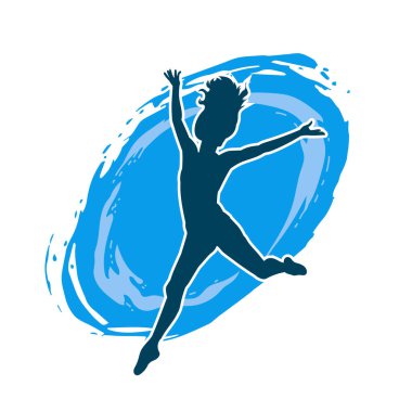 Hareketli bir kadın balerin silueti. Dans eden balerin kızın silueti..