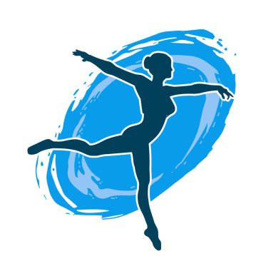 Hareketli bir kadın balerin silueti. Dans eden balerin kızın silueti..