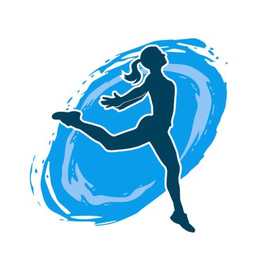 Hareketli bir kadın balerin silueti. Dans eden balerin kızın silueti..