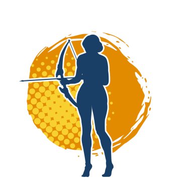 Dişi okçu bir dövüşçünün silueti ok ve yayla pozisyonunu alıyor..