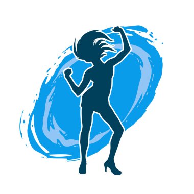 Hareketli bir kadın balerin silueti. Dans eden balerin kızın silueti..