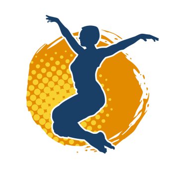 Hareketli bir kadın balerin silueti. Dans eden balerin kızın silueti..