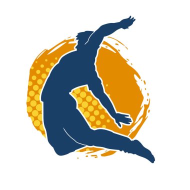 Zıplayan bir adamın silueti. Sıradan bir erkeğin silueti..