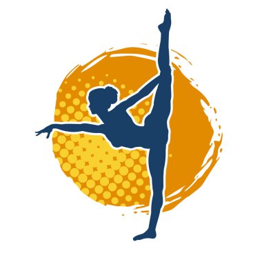 Hareketli bir kadın balerin silueti. Dans eden balerin kızın silueti..