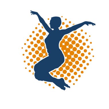 Hareketli bir kadın balerin silueti. Dans eden balerin kızın silueti..