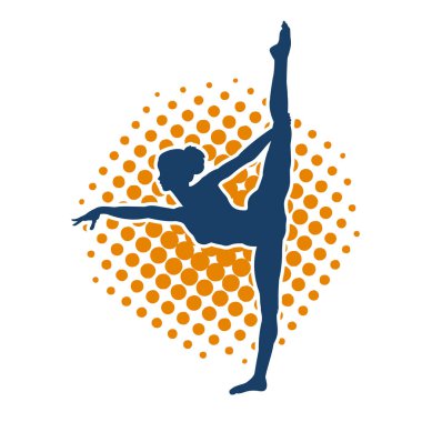 Hareketli bir kadın balerin silueti. Dans eden balerin kızın silueti..