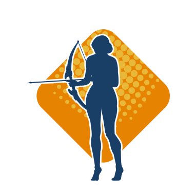 Dişi okçu bir dövüşçünün silueti ok ve yayla pozisyonunu alıyor..