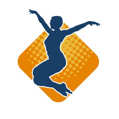 Hareketli bir kadın balerin silueti. Dans eden balerin kızın silueti..