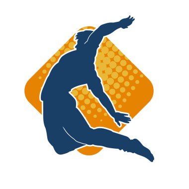 Zıplayan bir adamın silueti. Sıradan bir erkeğin silueti..