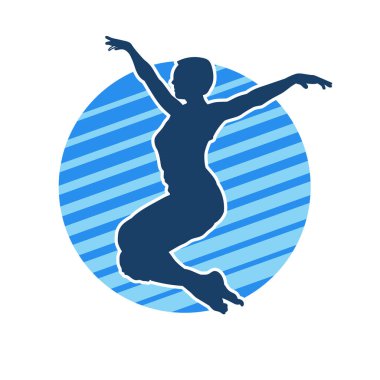 Hareketli bir kadın balerin silueti. Dans eden balerin kızın silueti..