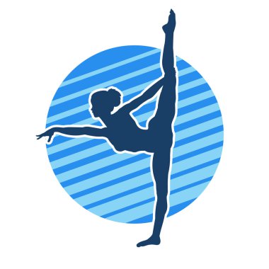 Hareketli bir kadın balerin silueti. Dans eden balerin kızın silueti..