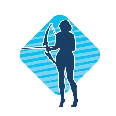 Dişi okçu bir dövüşçünün silueti ok ve yayla pozisyonunu alıyor..