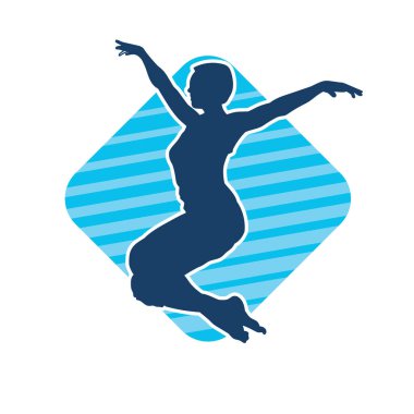 Hareketli bir kadın balerin silueti. Dans eden balerin kızın silueti..