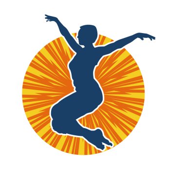 Hareketli bir kadın balerin silueti. Dans eden balerin kızın silueti..