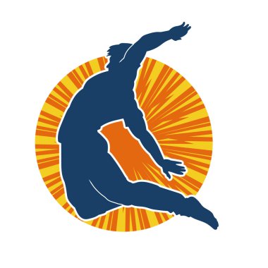 Zıplayan bir adamın silueti. Sıradan bir erkeğin silueti..