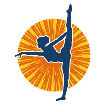 Hareketli bir kadın balerin silueti. Dans eden balerin kızın silueti..