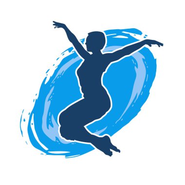 Hareketli bir kadın balerin silueti. Dans eden balerin kızın silueti..