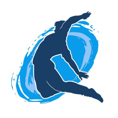 Zıplayan bir adamın silueti. Sıradan bir erkeğin silueti..