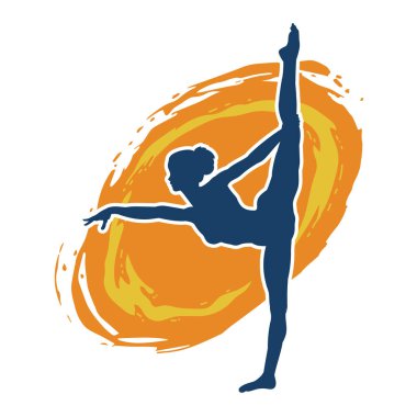 Hareketli bir kadın balerin silueti. Dans eden balerin kızın silueti..