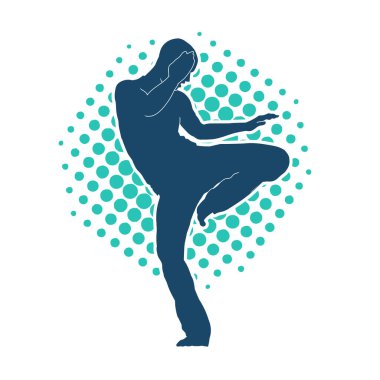 Doğu dövüş sanatı pozu veren bir adamın silueti. Dövüş sanatlarında bir erkeğin silueti..