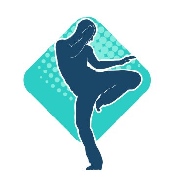 Doğu dövüş sanatı pozu veren bir adamın silueti. Dövüş sanatlarında bir erkeğin silueti..