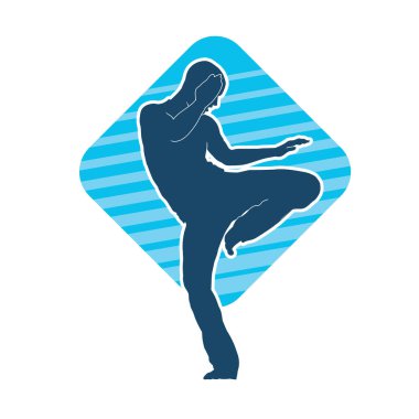 Doğu dövüş sanatı pozu veren bir adamın silueti. Dövüş sanatlarında bir erkeğin silueti..