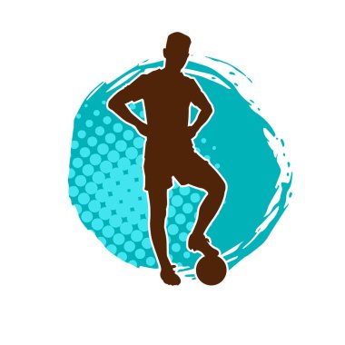 Sabit pozisyondaki bir erkek futbolcunun silueti. Hareket halindeki bir futbolcunun silueti.