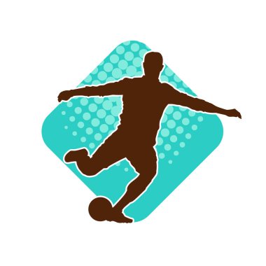 Futbol oynayan bir adamın silüeti. Hareket halindeki bir futbolcunun silueti.