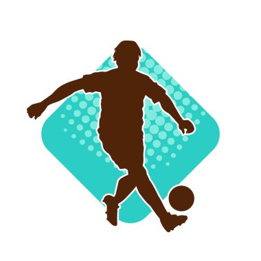 Futbol oynayan bir adamın silüeti. Hareket halindeki bir futbolcunun silueti.
