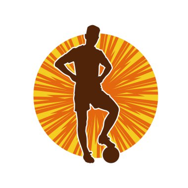 Sabit pozisyondaki bir erkek futbolcunun silueti. Hareket halindeki bir futbolcunun silueti.