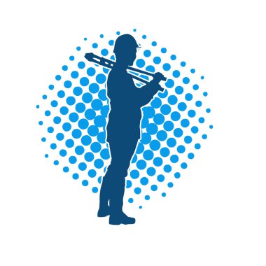 Elinde kerpeten aleti olan bir erkek işçinin silueti.