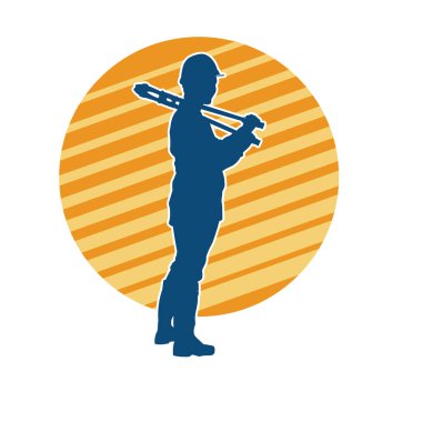 Elinde kerpeten aleti olan bir erkek işçinin silueti.