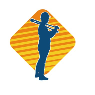 Elinde kerpeten aleti olan bir erkek işçinin silueti.